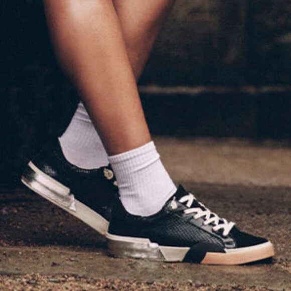 NEW Dolce Vita Zina Court Sneakers - Leather For Women in Black Silver 1125 3m7 - Picture 9 of 9